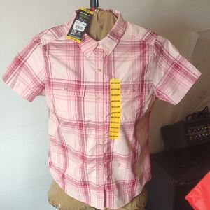 Eddie Bauer Pink Plaid Women's Button-Down Shirt